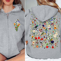 Pressed Flowers Zip Botanical Hoodie