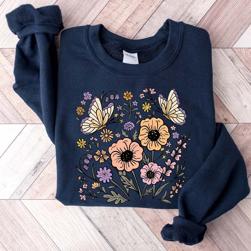 Vintage Floral Butterfly Sweatshirt