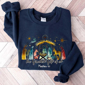 The Greatest Gift of All Matthew 1:21 Bible Sweatshirt