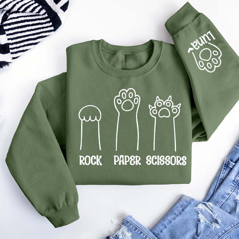 Custom Rock Paper Scissors Cat Paw Sweatshirt