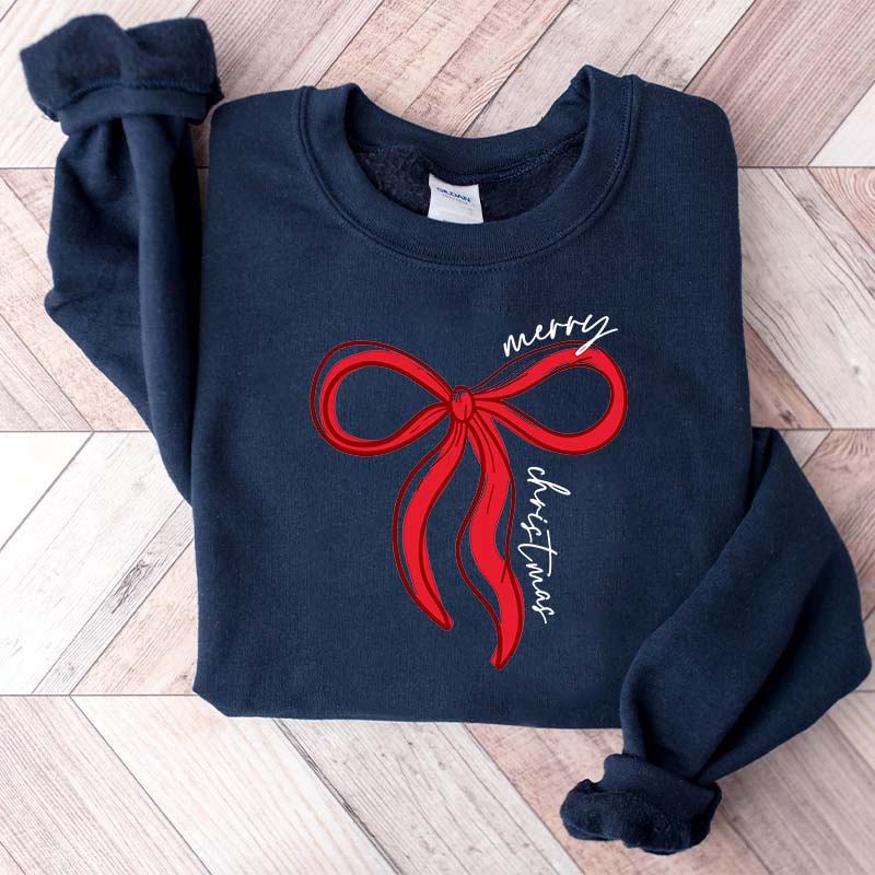 Merry Christmas Bow Winter Sweatshirt