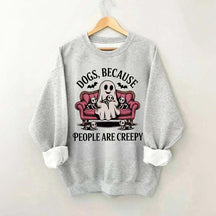 Retro Dogs Because People are Creepy Halloween Sweatshirt