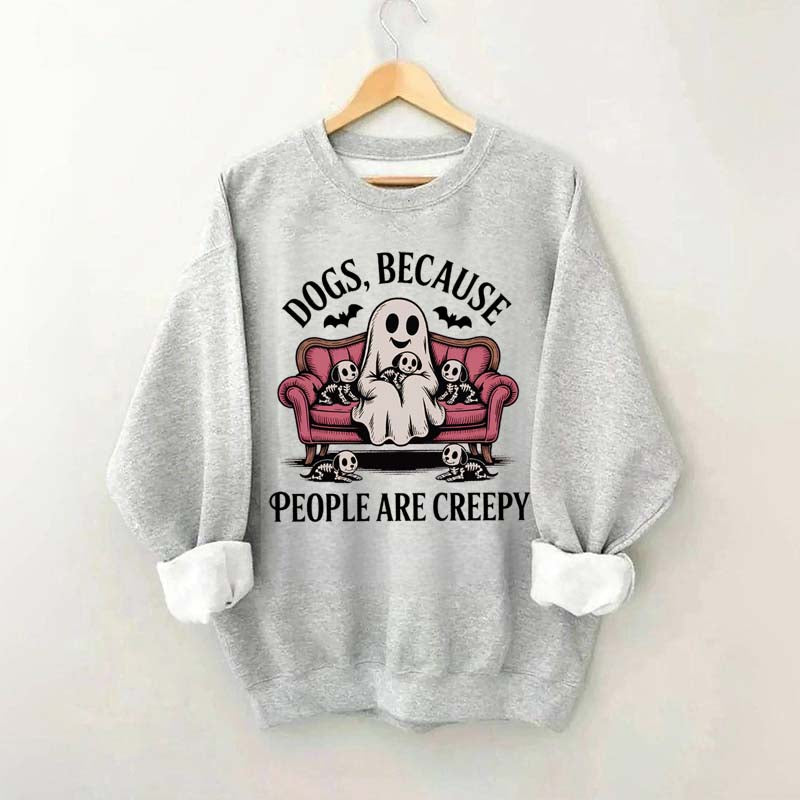 Retro Dogs Because People are Creepy Halloween Sweatshirt