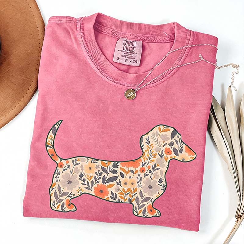 Comfort Colors Floral Dachshund T-Shirt