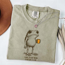 I Have to Say Weird Stuff Or I'll Die Frog Drinking Coffee T-Shirt