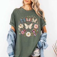 Cottagecore Butterfly Boho Sunflowers T-Shirt