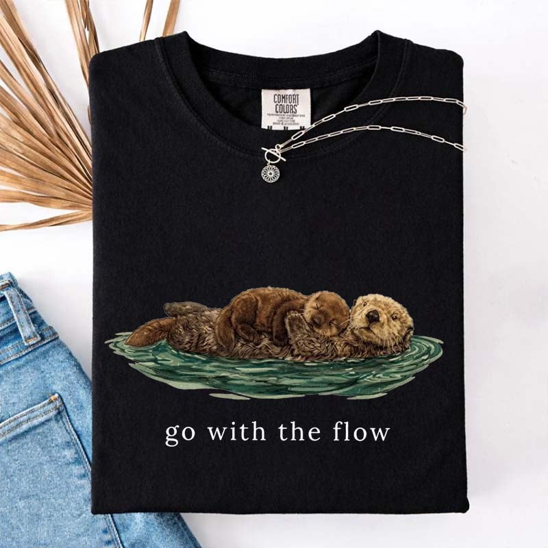 Go With The Flow Cute Otter T-Shirt