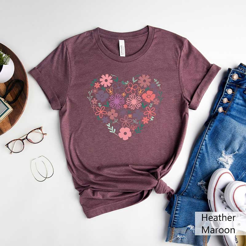 Flower Heart Botanical Bouquet T-Shirt