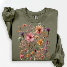 Vintage Pressed Flowers Pink Wildflowers Sweatshirt