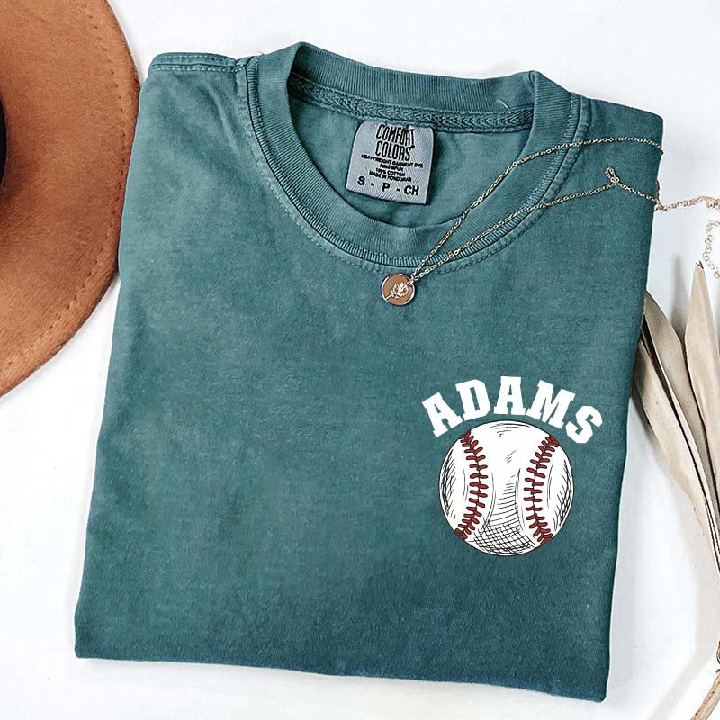 Custom Baseball Name Pocket  T-Shirt