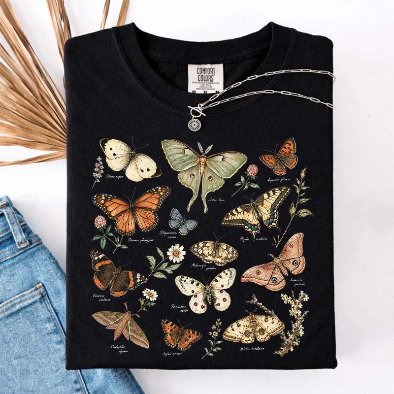 Vintage Butterfly Botanical Chart Moth T-Shirt