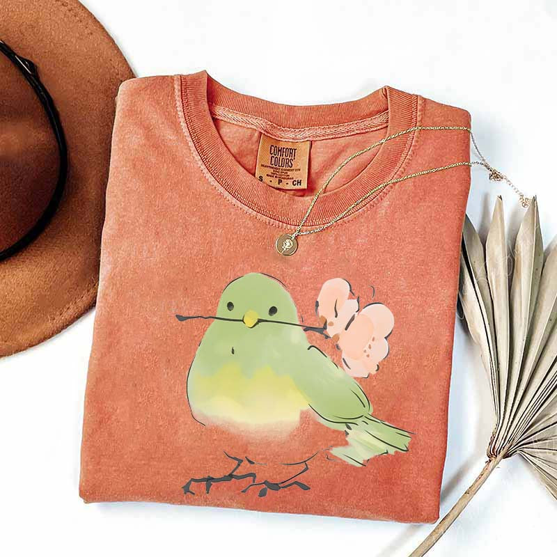Cute Bird With Flower T-Shirt