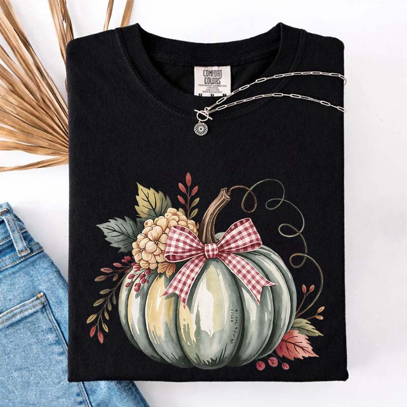 Watercolor Pumpkin Womens Halloween T-Shirt