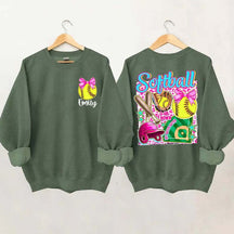 Personalized Softball Coquette Sweatshirt