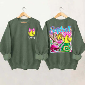 Personalized Softball Coquette Sweatshirt
