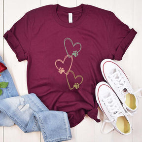 Dog Paw Heart Cat T-Shirt