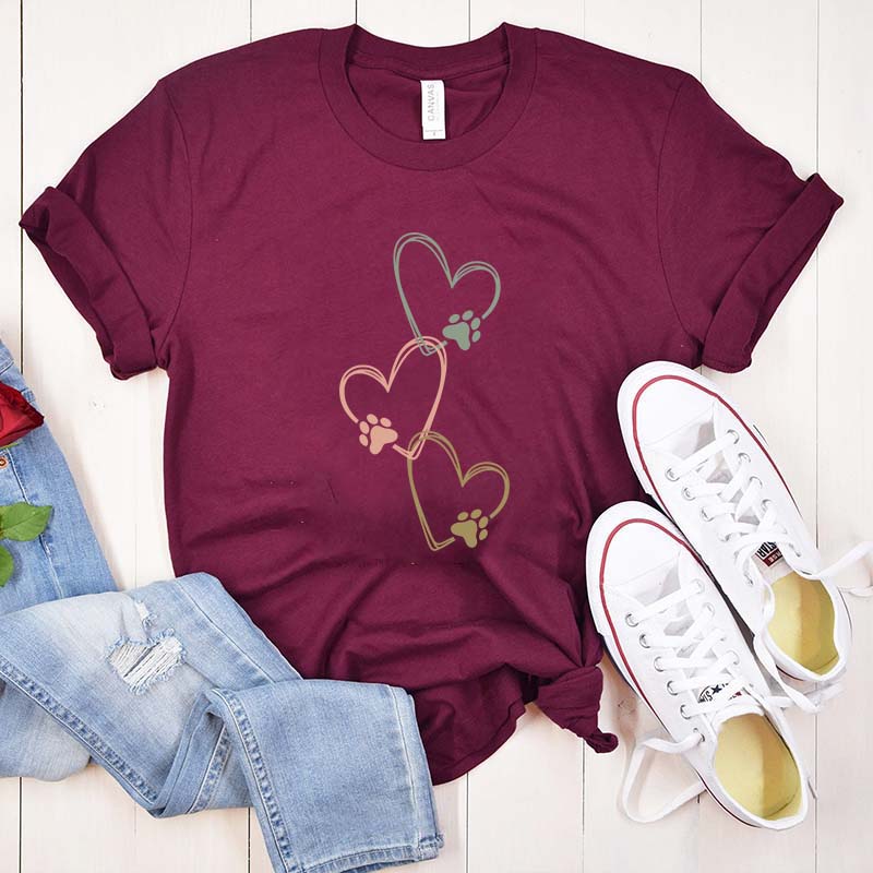Dog Paw Heart Cat T-Shirt
