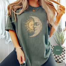 Hippie Mystical Sun And Moon Face T-Shirt