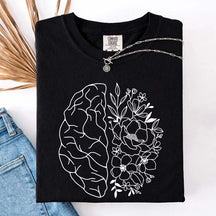 Mental Health Floral Brain Anatomy T-Shirt