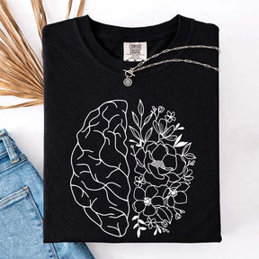 Mental Health Floral Brain Anatomy T-Shirt