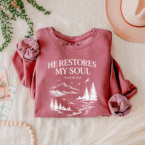 He Restores My Soul Psalm Midweight Vintage Sweatshirt