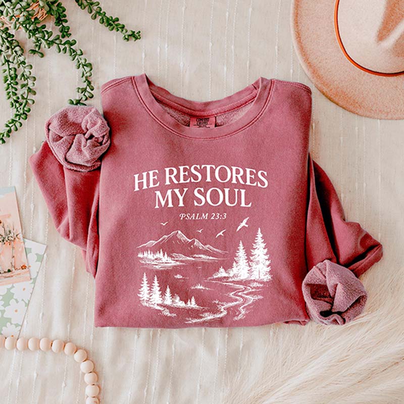 He Restores My Soul Psalm Midweight Vintage Sweatshirt