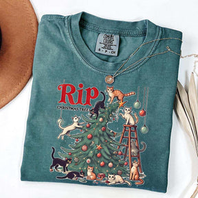 RIP Christmas Tree Comfort Colors Meowy T-Shirt