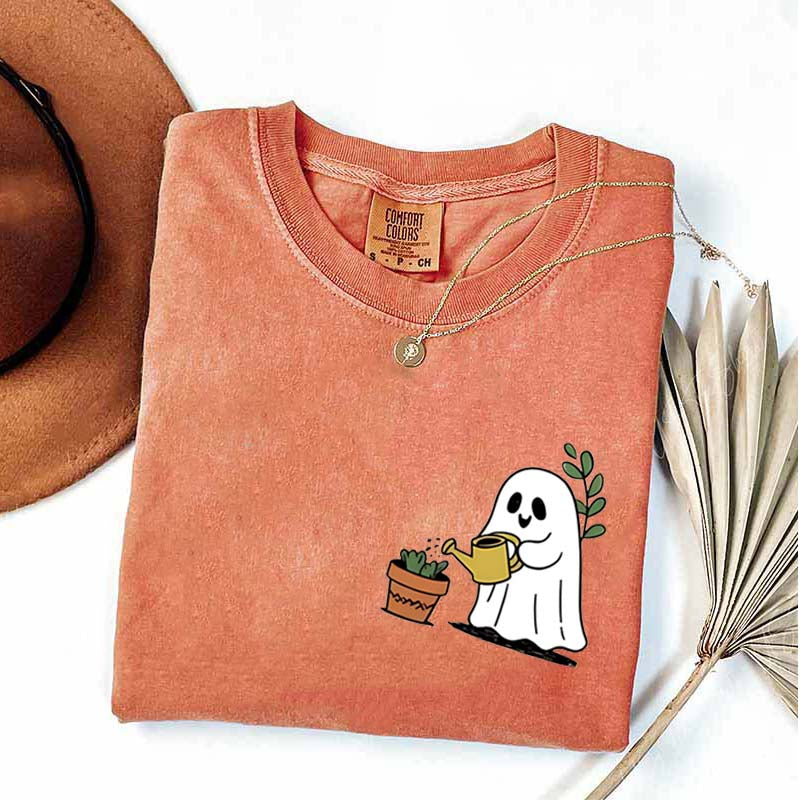 Halloween Pocket Ghost Plant T-Shirt