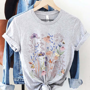 Boho Pressed Flower Vintage Botanical Meadow T-Shirt