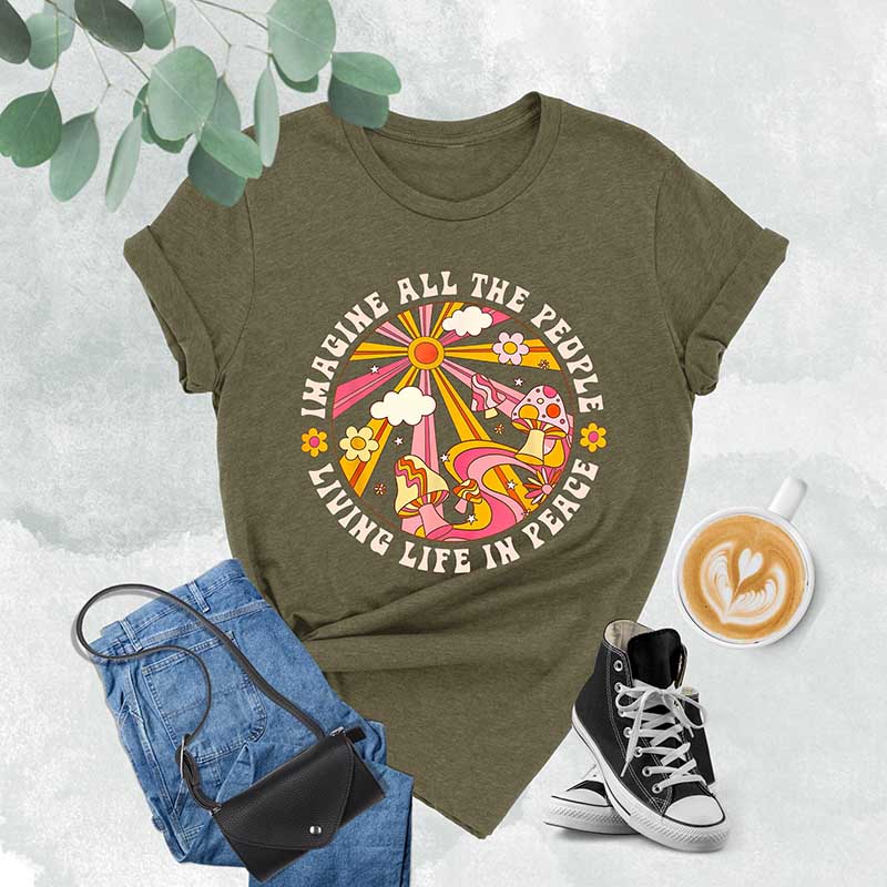 Imagine All The People Living Life In Peace T-Shirt