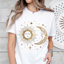 Boho Celestial Sun And Moon Crystal  T-Shirt