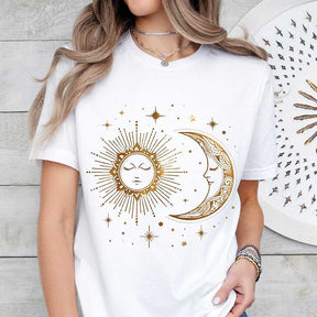 Boho Celestial Sun And Moon Crystal  T-Shirt