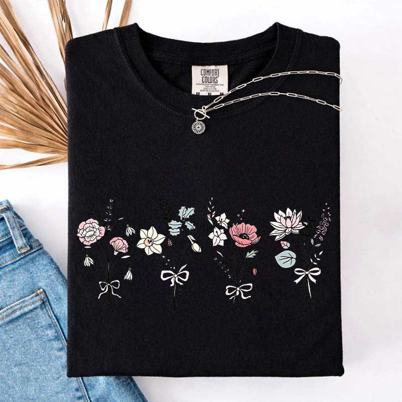 Floral Coquette Bow Ladies T-Shirt