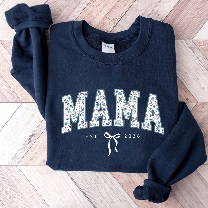Custom Mama Retro Blue Toile Floral Sweatshirt