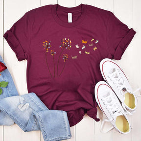 Cute Cats Flower Fly Dandelion T-Shirt