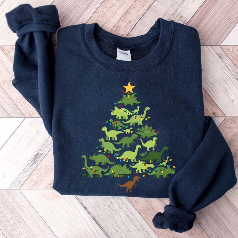 Dinosaur Christmas Tree Xmas Sweatshirt