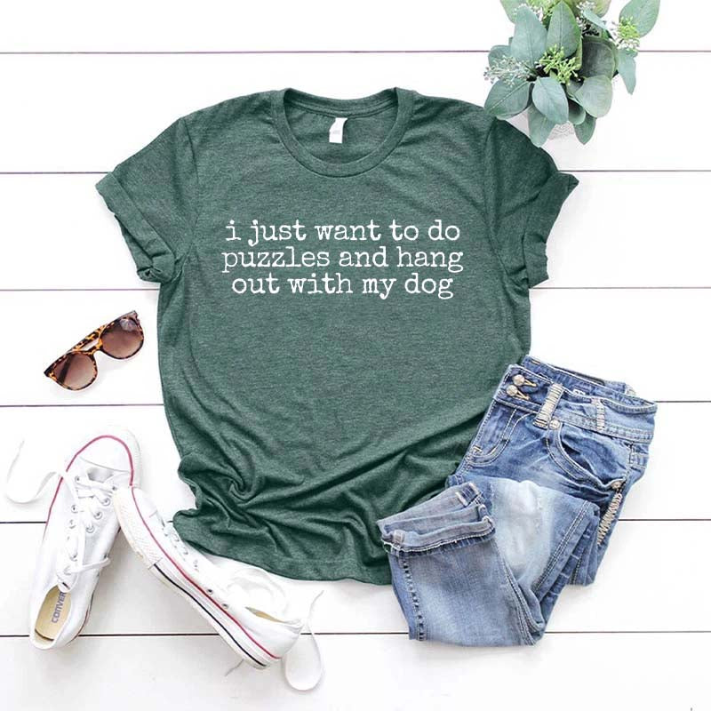 I Just Want To Do Puzzles Hang Out With My Dog T-Shirt