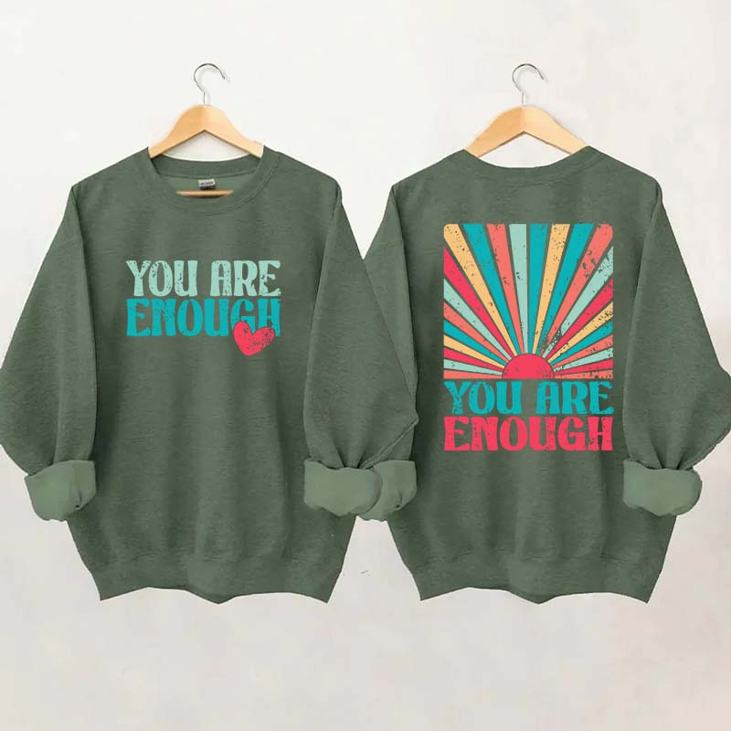 You Are Enough Vintage Retro Rainbow Sweatshirt