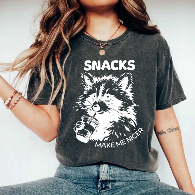 Raccoon Snacks Make Me Nicer T-Shirt