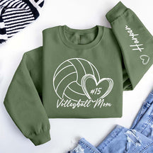 Personalized Volleyball Mom Name On Sleeve Sweatshirt