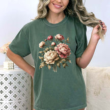 Boho Peonies Floral Botanical T-Shirt