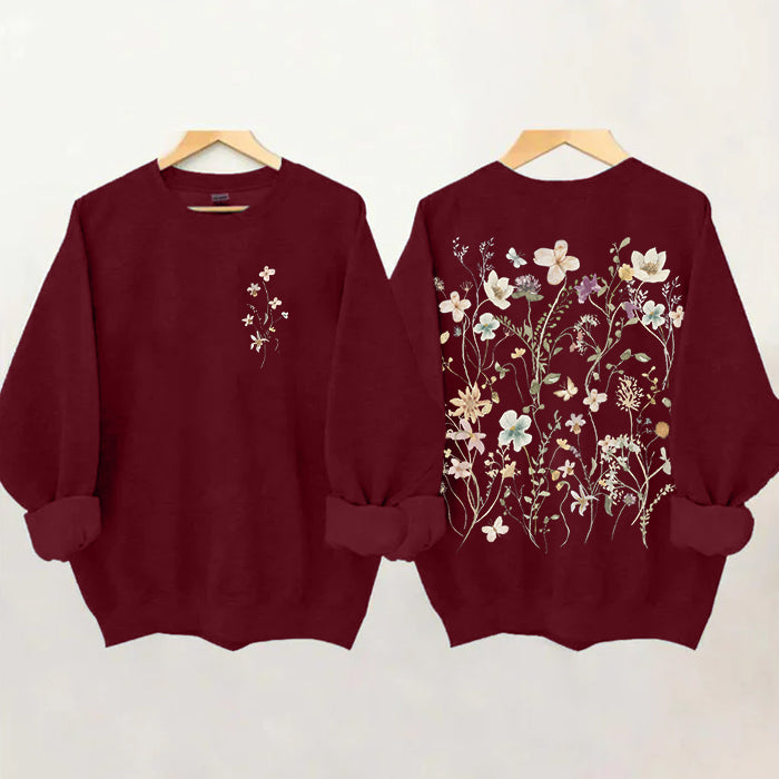Vintage Sweatshirt mit gepressten Blumen