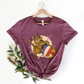Volleyball Cat  Funny Animal Graphic T-Shirt