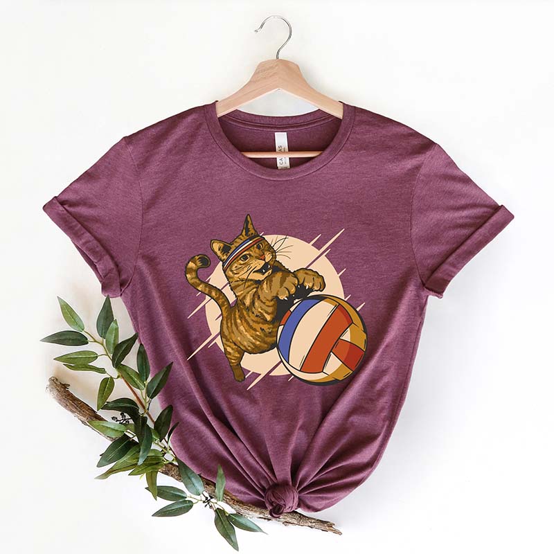 Volleyball Cat  Funny Animal Graphic T-Shirt