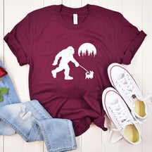 Bigfoot Walking Corgi Dog T-Shirt