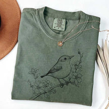 Botanical Bird Graphic T-Shirt