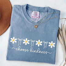 Choose Kindness Daisies Bow Be Kind Teacher T-Shirt