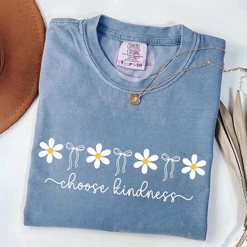 Choose Kindness Daisies Bow Be Kind Teacher T-Shirt