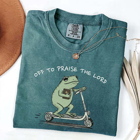 Funny Frog Off To Praise The Lord T-Shirt