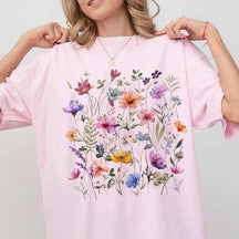 Boho Purple Floral Wildflowers T-Shirt